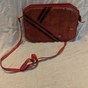 Red and Black Snake Skin Shoulder Bag